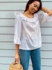 Vintage White Cotton Embroidered Top sold by All the Wild Roses