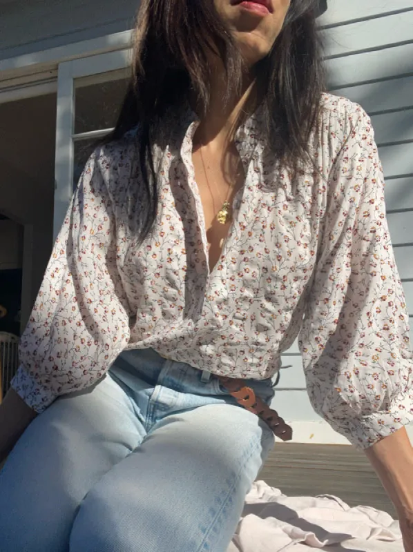 Marlow White Floral Long Sleeved Top sold by All the Wild Roses