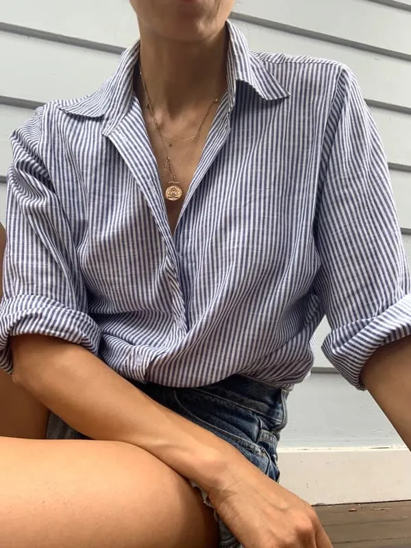 Birkin Linen Black Stripe Shirt sold by All the Wild Roses product image thumbnail 4