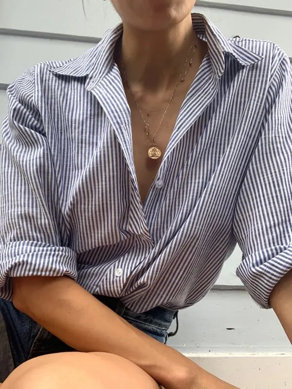 Birkin Linen Black Stripe Shirt sold by All the Wild Roses product image thumbnail 3