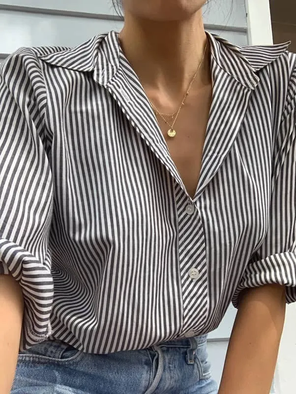 Birkin Linen Black Stripe Shirt sold by All the Wild Roses