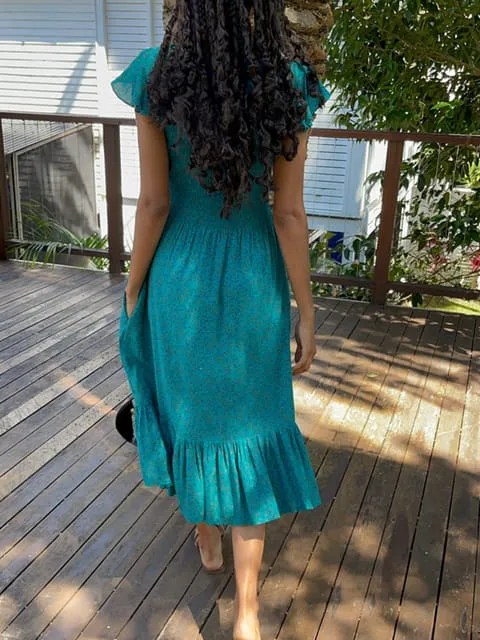 Blakely Blue Floral Midi Dress sold by All the Wild Roses product image thumbnail 5