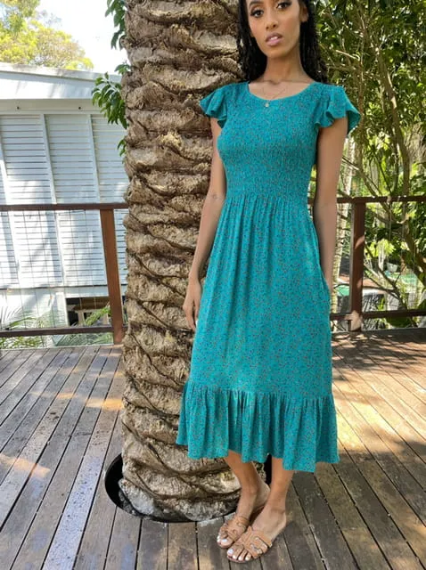 Blakely Blue Floral Midi Dress sold by All the Wild Roses product image thumbnail 4