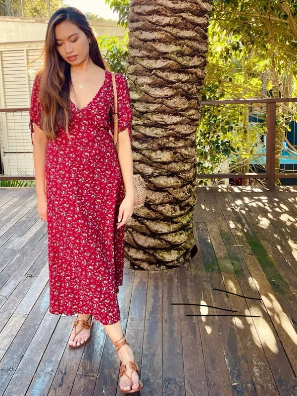 Dylan Spiced Coral Midi Dress sold by All the Wild Roses