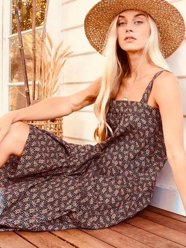 Arabella Vintage Black Floral Cotton Dress sold by All the Wild Roses product image thumbnail 3