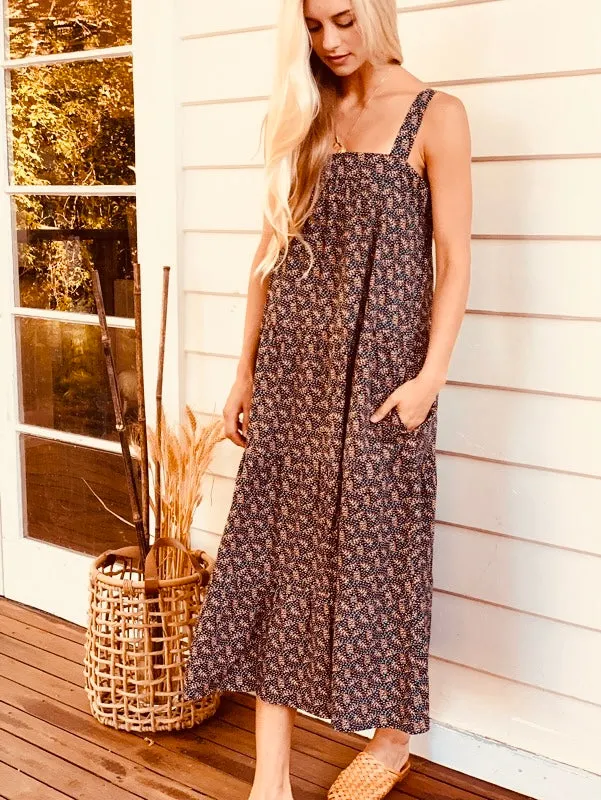 Arabella Vintage Black Floral Cotton Dress sold by All the Wild Roses product image thumbnail 5