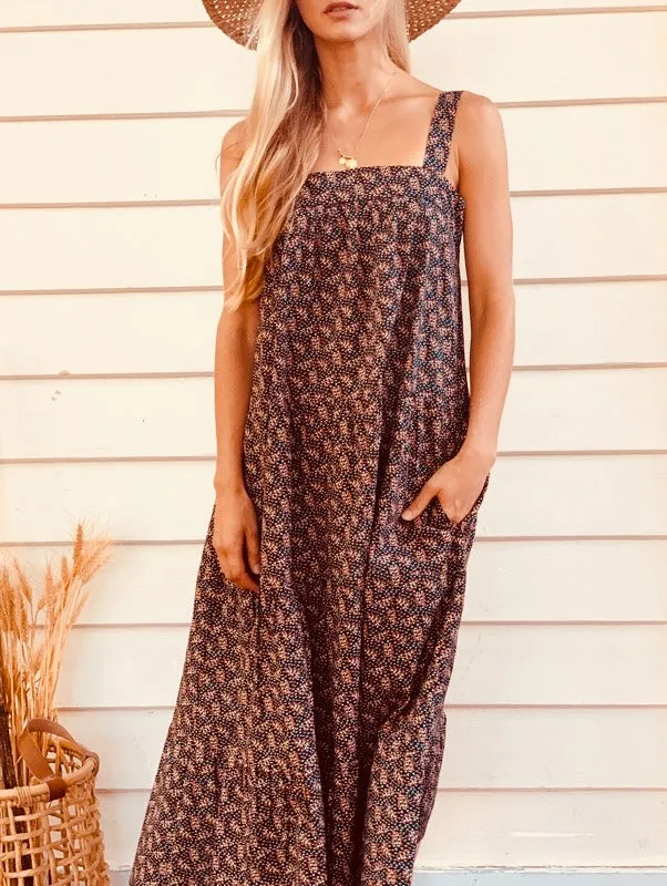 Arabella Vintage Black Floral Cotton Dress sold by All the Wild Roses product image thumbnail 4