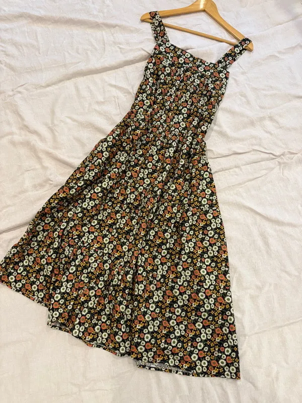 Arabella Vintage Black Floral Cotton Dress sold by All the Wild Roses