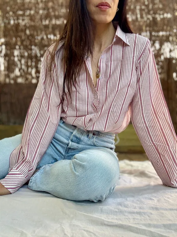 Birkin Cotton Red Stripe Shirt sold by All the Wild Roses product image thumbnail 3