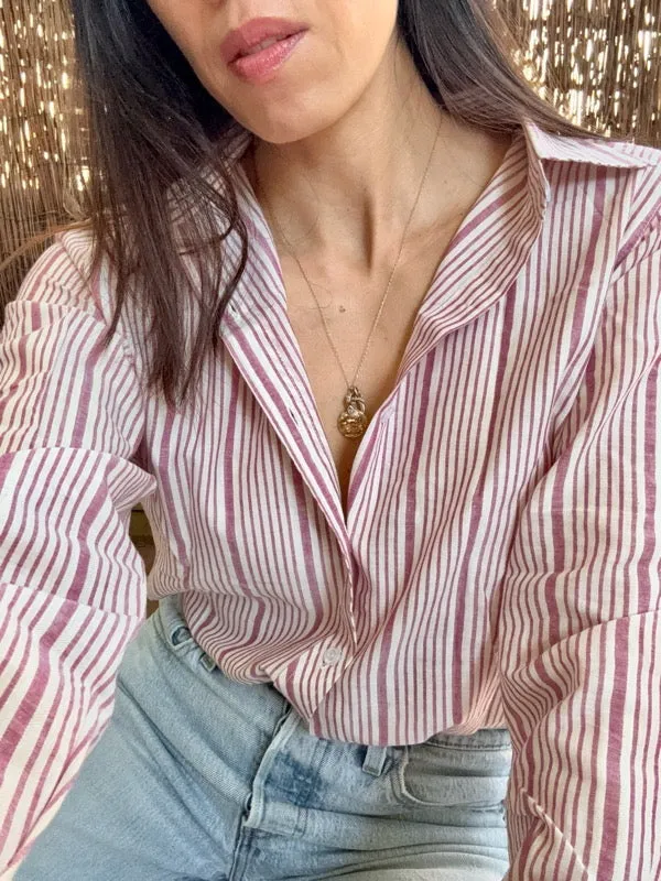 Birkin Cotton Red Stripe Shirt sold by All the Wild Roses product image thumbnail 2