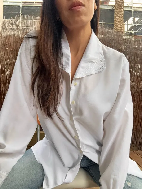 Vintage White Cotton Long Sleeve Shirt sold by All the Wild Roses product image thumbnail 2