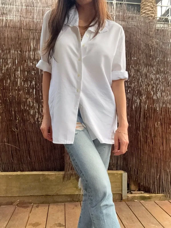 Vintage White Cotton Long Sleeve Shirt sold by All the Wild Roses product image thumbnail 3