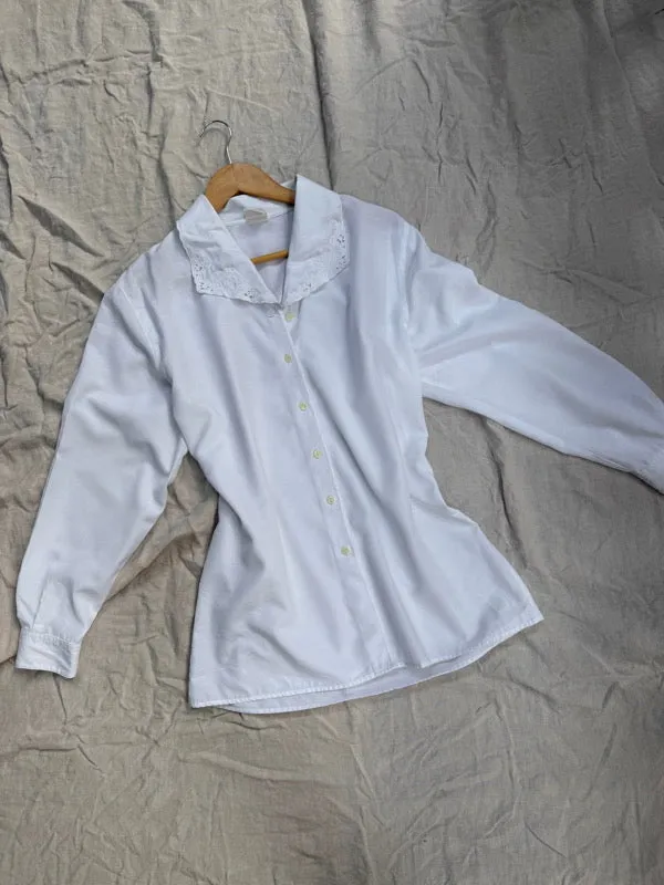 Vintage White Cotton Long Sleeve Shirt sold by All the Wild Roses product image thumbnail 4