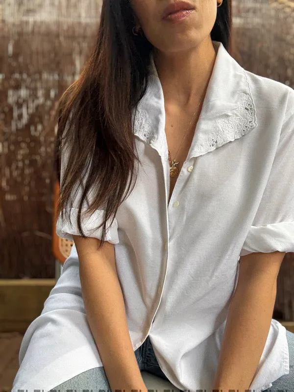 Vintage White Cotton Long Sleeve Shirt sold by All the Wild Roses product image thumbnail 5