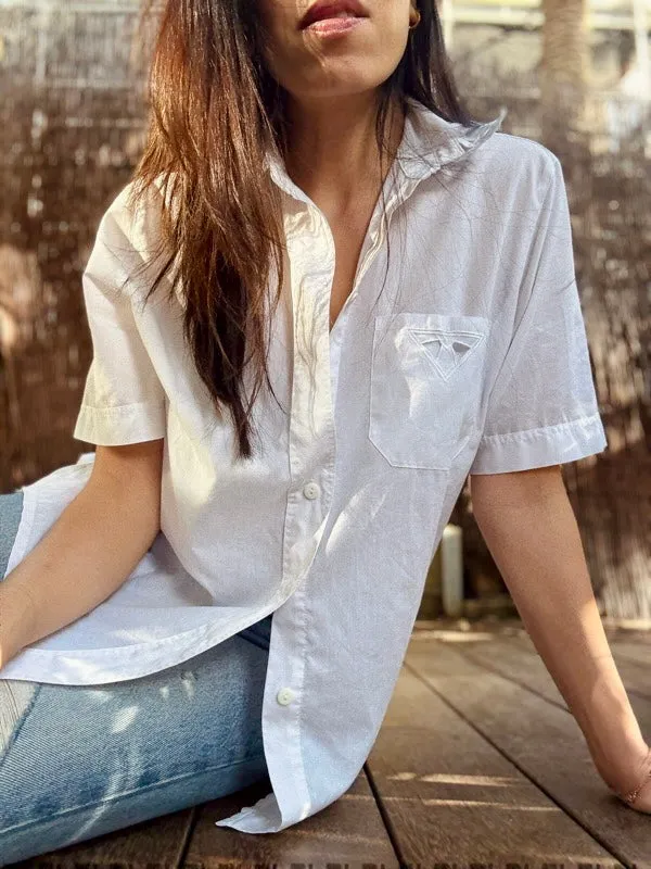 Vintage White Cotton Short-Sleeved Shirt sold by All the Wild Roses
