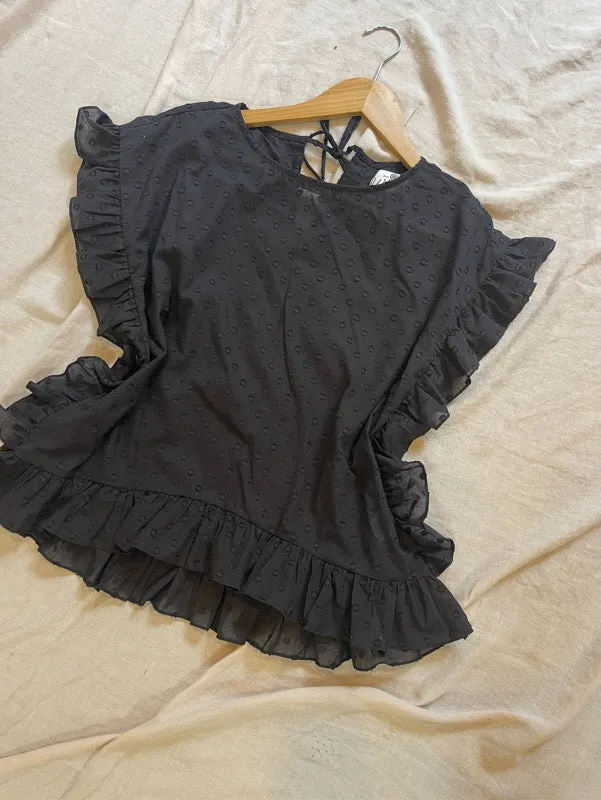 Dali Black Cotton Embroidered Top sold by All the Wild Roses