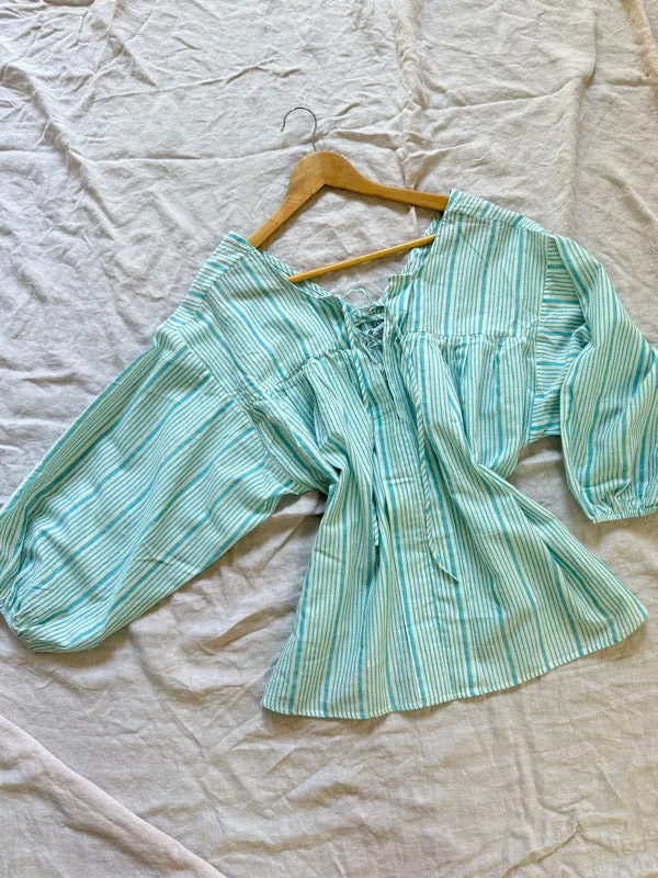 Natalia Stripe Cotton Blouse sold by All the Wild Roses