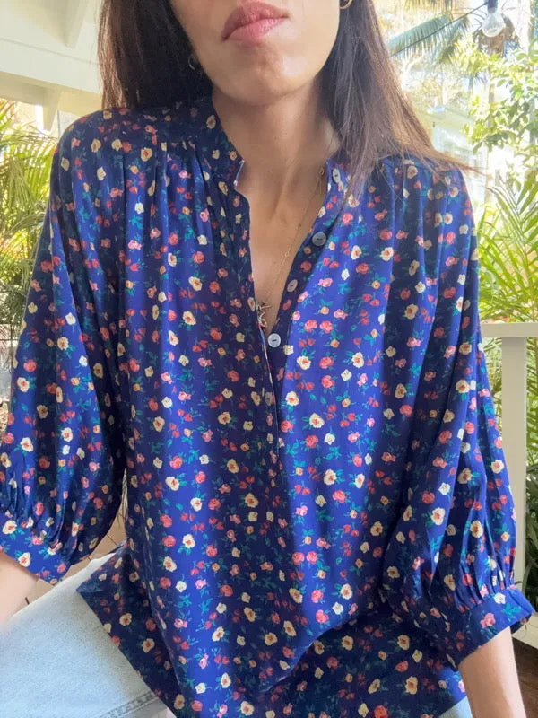 Marlow Cobalt Blue Floral Blouse sold by All the Wild Roses product image thumbnail 2