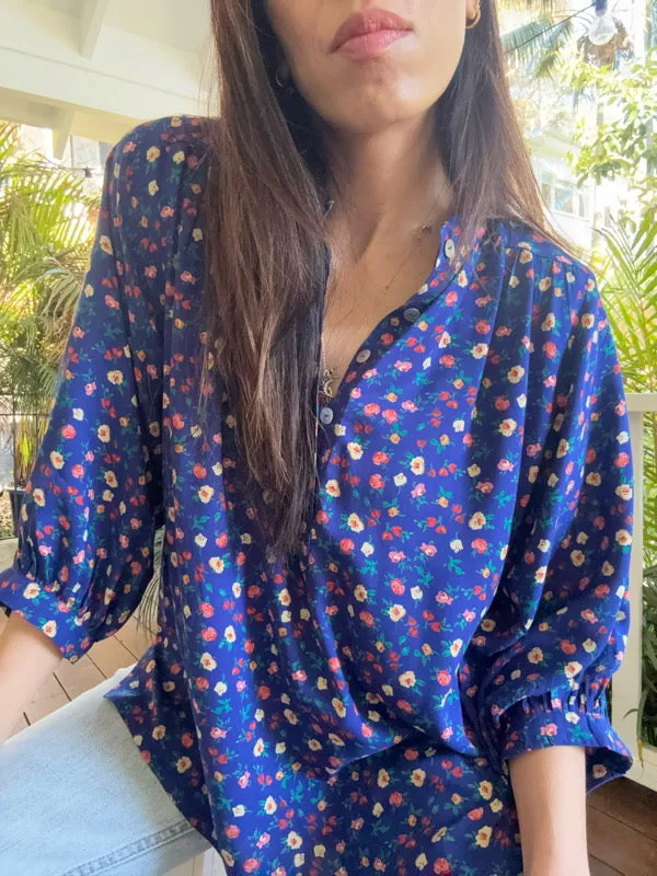 Marlow Cobalt Blue Floral Blouse sold by All the Wild Roses product image thumbnail 3