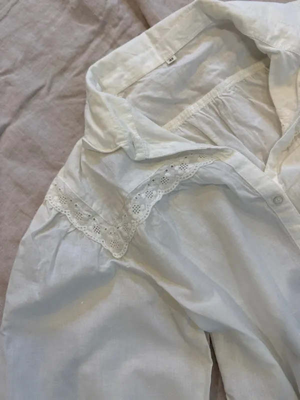 Vintage White Cotton Long Sleeve Shirt sold by All the Wild Roses product image thumbnail 4