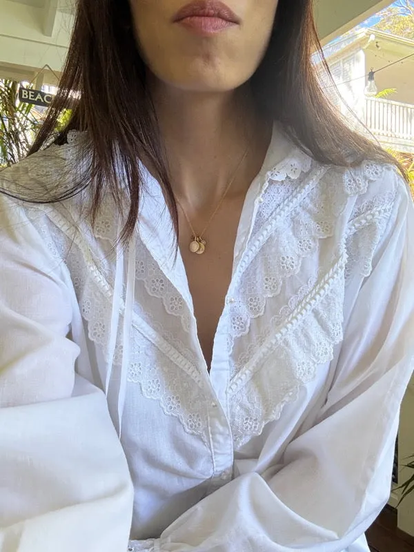 Vintage White Lace Cotton Long Sleeve Shirt sold by All the Wild Roses product image thumbnail 4