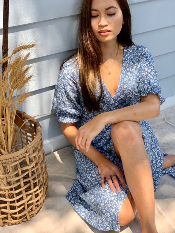 Lia Black Floral Cotton Wrap Dress sold by All the Wild Roses product image thumbnail 2