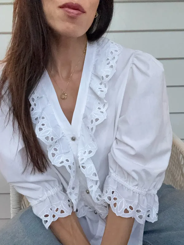 Vintage Cotton Lace Embroidered Blouse sold by All the Wild Roses product image thumbnail 2