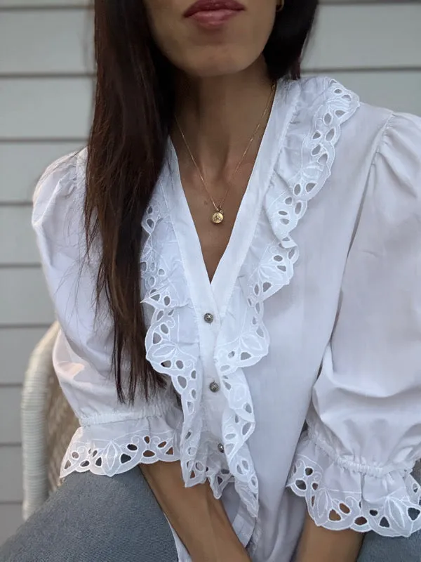 Vintage Cotton Lace Embroidered Blouse sold by All the Wild Roses product image thumbnail 3