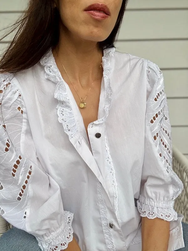VIntage Cotton Lace Embroidered Blouse made by All the Wild Roses