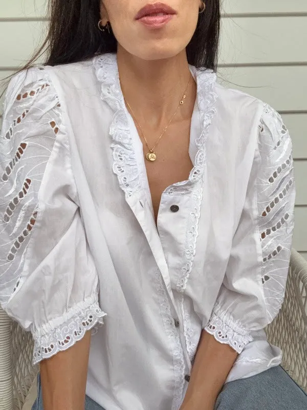 VIntage Cotton Lace Embroidered Blouse sold by All the Wild Roses product image thumbnail 4