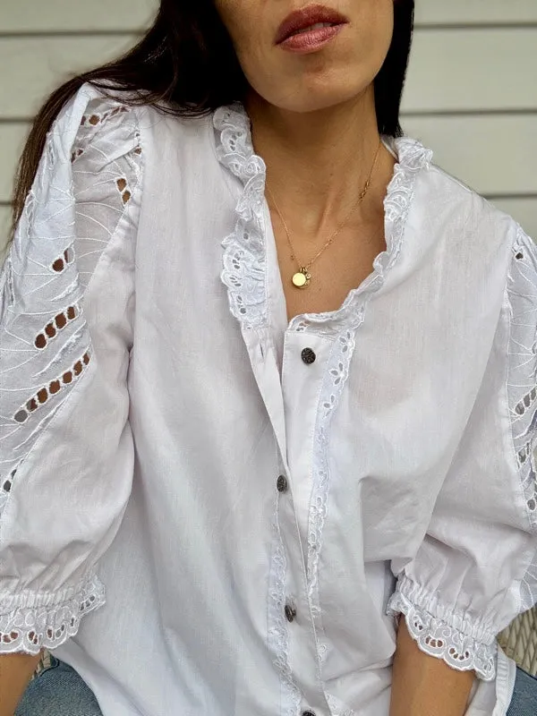VIntage Cotton Lace Embroidered Blouse sold by All the Wild Roses product image thumbnail 3