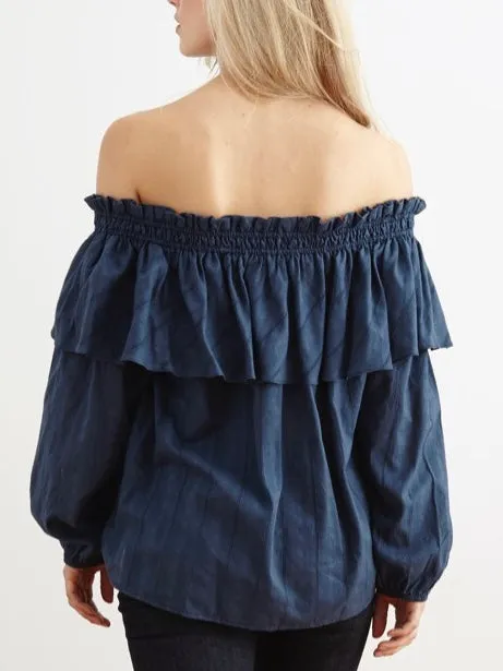 Capri Navy Embroidered Cotton Top sold by All the Wild Roses product image thumbnail 5