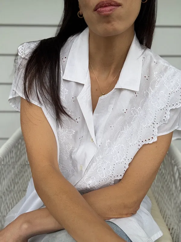 Vintage White Embroidered Cotton Shirt – No. 8 sold by All the Wild Roses product image thumbnail 5