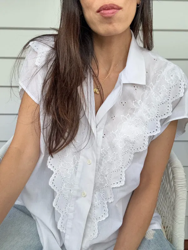 Vintage White Embroidered Cotton Shirt – No. 8 sold by All the Wild Roses product image thumbnail 2