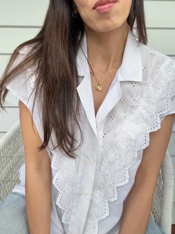 Vintage White Embroidered Cotton Shirt – No. 8 sold by All the Wild Roses