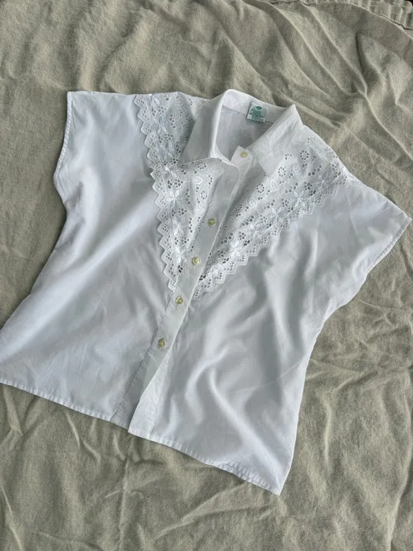 Vintage White Embroidered Cotton Shirt – No. 7 sold by All the Wild Roses product image thumbnail 5
