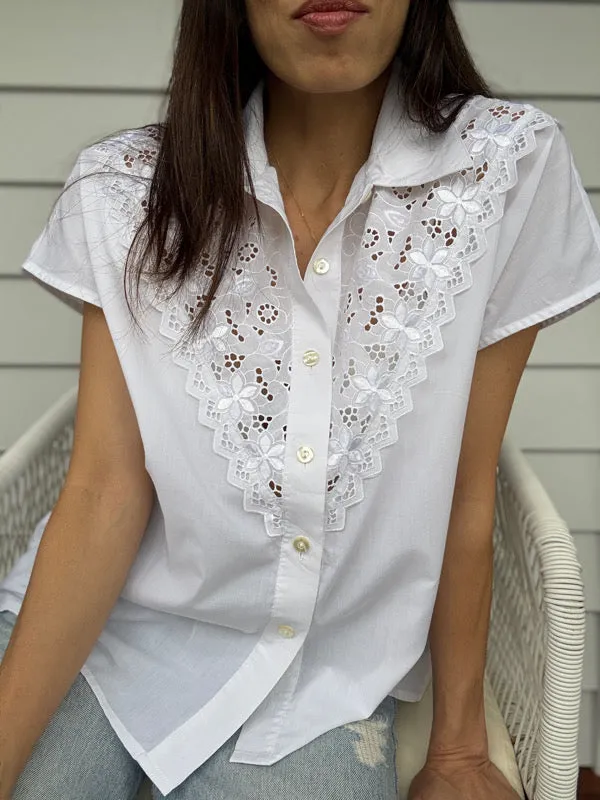 Vintage White Embroidered Cotton Shirt – No. 7 made by All the Wild Roses