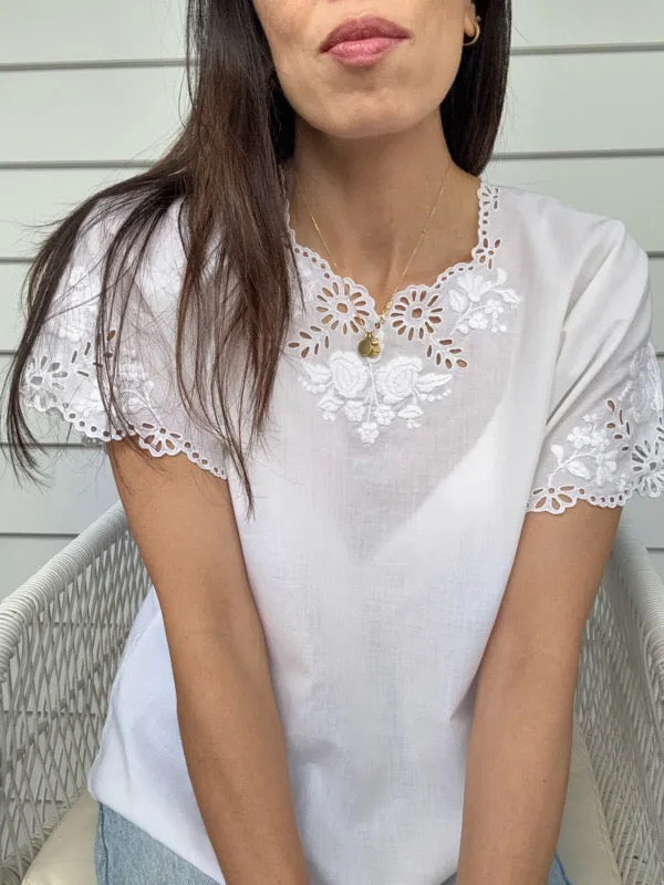 Vintage White Embroidered Cotton Shirt – No.6 sold by All the Wild Roses product image thumbnail 2