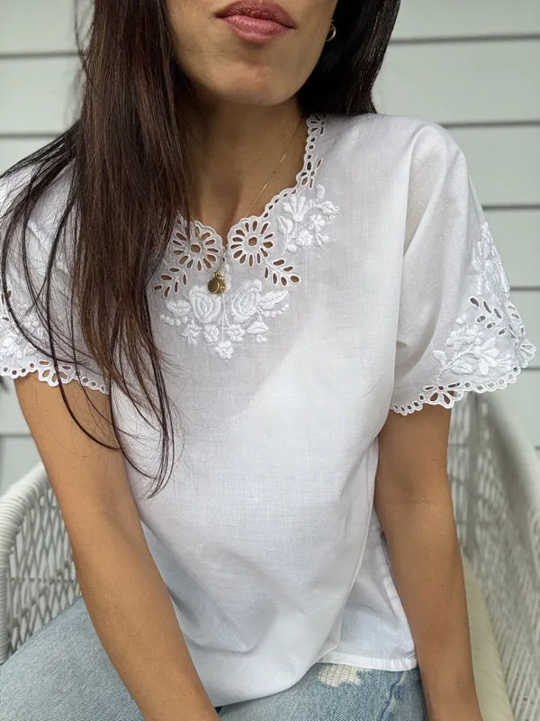 Vintage White Embroidered Cotton Shirt – No.6 sold by All the Wild Roses product image thumbnail 4