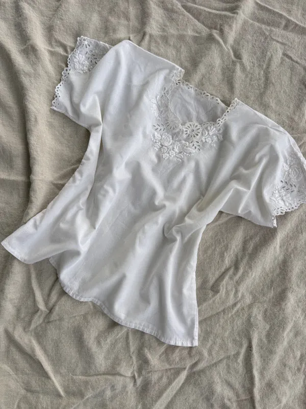Vintage White Embroidered Cotton Shirt – No.6 sold by All the Wild Roses product image thumbnail 3
