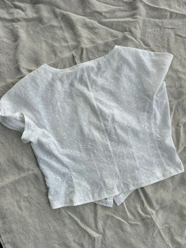 Vintage White Embroidered Cotton Shirt – No. 1 sold by All the Wild Roses product image thumbnail 4