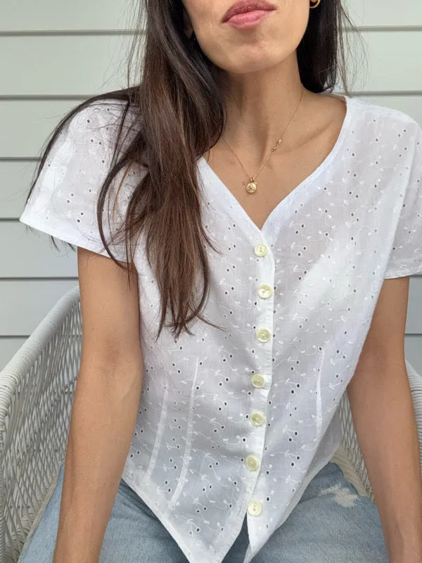 Vintage White Embroidered Cotton Shirt – No. 1 made by All the Wild Roses