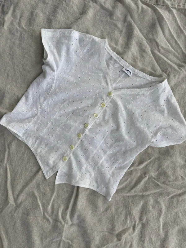 Vintage White Embroidered Cotton Shirt – No. 1 sold by All the Wild Roses product image thumbnail 5