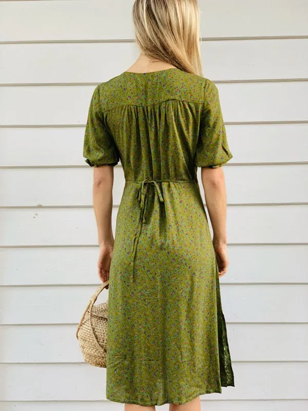 Lia Moss Green Floral Wrap Dress sold by All the Wild Roses product image thumbnail 4