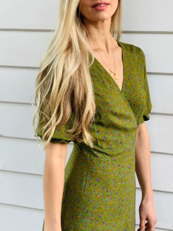 Lia Moss Green Floral Wrap Dress sold by All the Wild Roses product image thumbnail 5