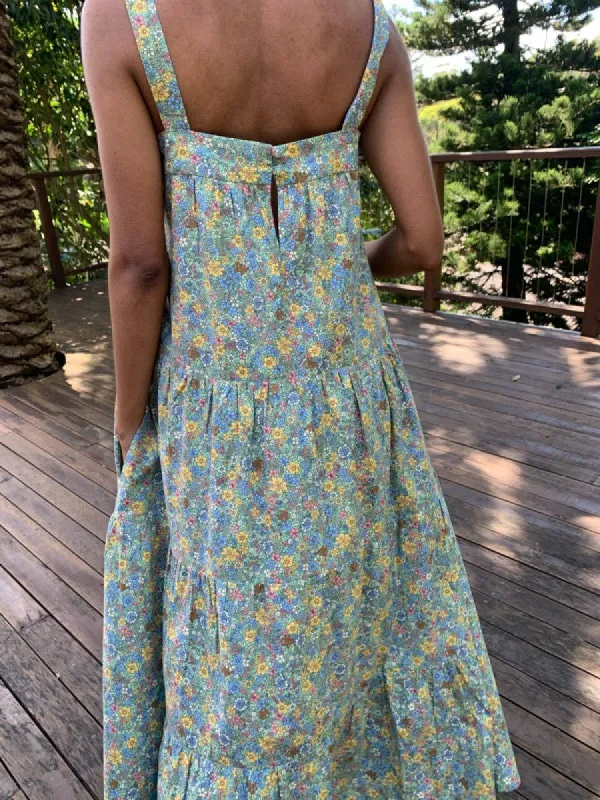 Arabella Green Floral Cotton Dress sold by All the Wild Roses