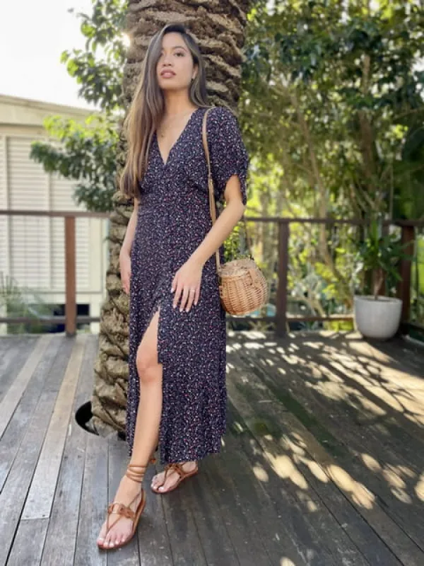 Samara Black Vintage Floral Dress sold by All the Wild Roses