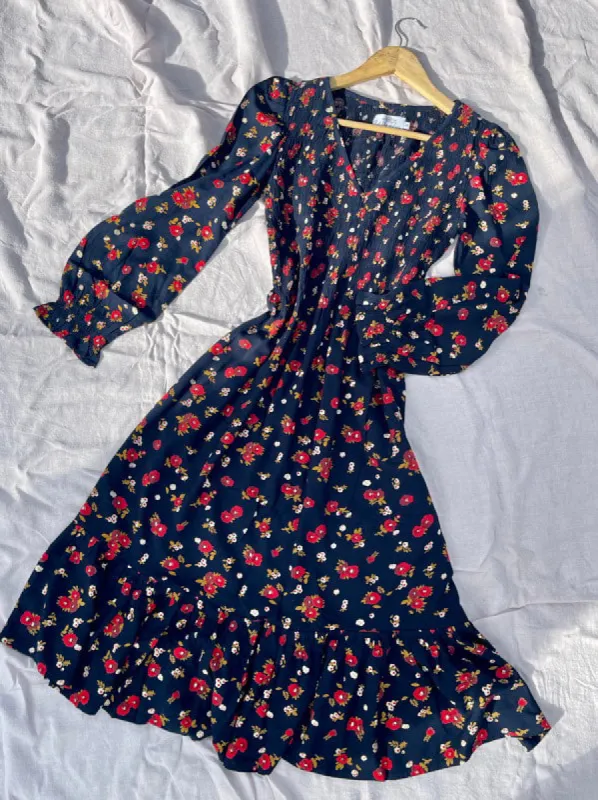 Sierra Black Print Long-Sleeved Dress sold by All the Wild Roses