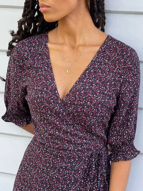 Lia Midnight Floral Wrap Dress sold by All the Wild Roses product image thumbnail 3