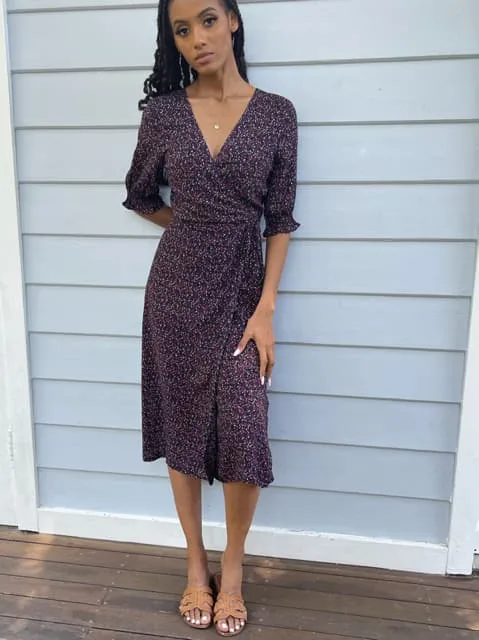 Lia Midnight Floral Wrap Dress sold by All the Wild Roses product image thumbnail 5